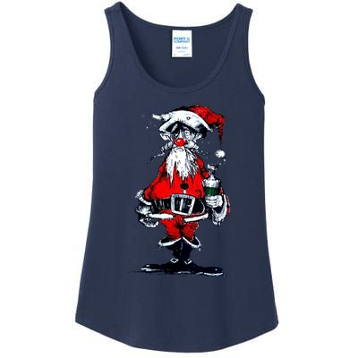 Vintage Drunken Santa Claus Ladies Essential Tank