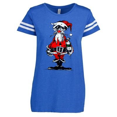 Vintage Drunken Santa Claus Enza Ladies Jersey Football T-Shirt