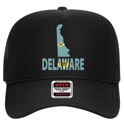 Vintage Delaware State I Love Delaware Home State High Crown Mesh Back Trucker Hat