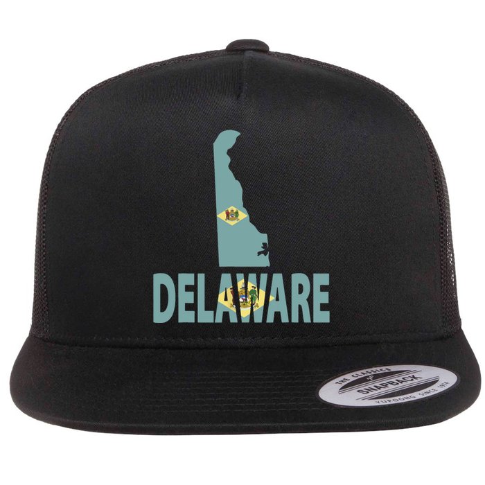 Vintage Delaware State I Love Delaware Home State Flat Bill Trucker Hat