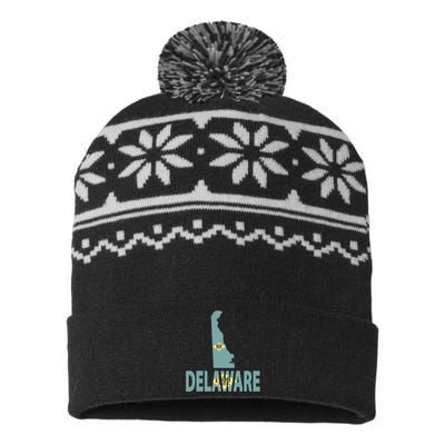 Vintage Delaware State I Love Delaware Home State USA-Made Snowflake Beanie