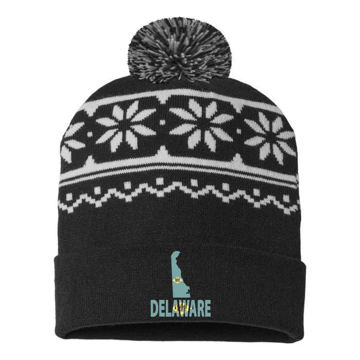 Vintage Delaware State I Love Delaware Home State USA-Made Snowflake Beanie