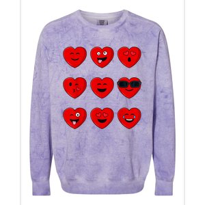 Valentines Day Silly Faces Hearts Funny Colorblast Crewneck Sweatshirt