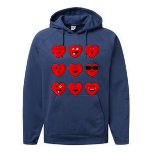 Valentines Day Silly Faces Hearts Funny Performance Fleece Hoodie