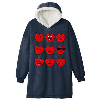 Valentines Day Silly Faces Hearts Funny Hooded Wearable Blanket