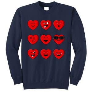 Valentines Day Silly Faces Hearts Funny Tall Sweatshirt