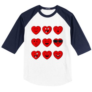 Valentines Day Silly Faces Hearts Funny Baseball Sleeve Shirt