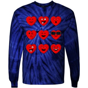 Valentines Day Silly Faces Hearts Funny Tie-Dye Long Sleeve Shirt