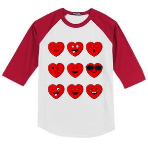 Valentines Day Silly Faces Hearts Funny Kids Colorblock Raglan Jersey