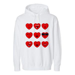 Valentines Day Silly Faces Hearts Funny Garment-Dyed Fleece Hoodie