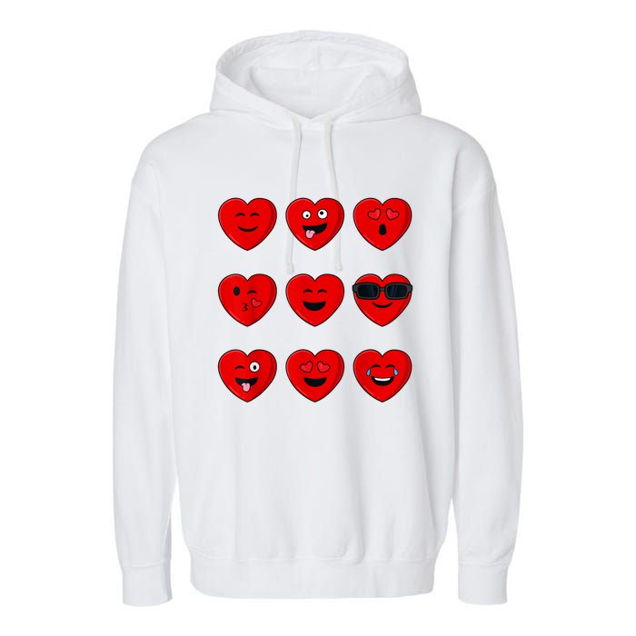 Valentines Day Silly Faces Hearts Funny Garment-Dyed Fleece Hoodie