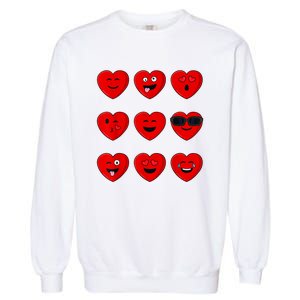 Valentines Day Silly Faces Hearts Funny Garment-Dyed Sweatshirt