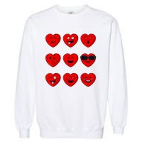 Valentines Day Silly Faces Hearts Funny Garment-Dyed Sweatshirt