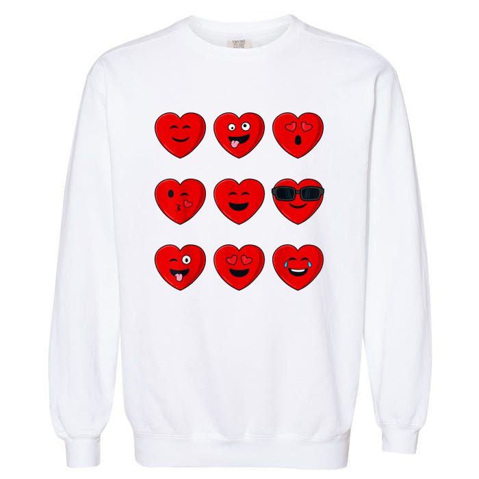 Valentines Day Silly Faces Hearts Funny Garment-Dyed Sweatshirt