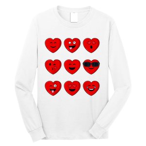 Valentines Day Silly Faces Hearts Funny Long Sleeve Shirt