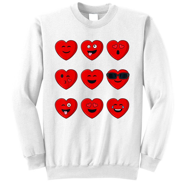 Valentines Day Silly Faces Hearts Funny Sweatshirt