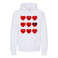 Valentines Day Silly Faces Hearts Funny Premium Hoodie