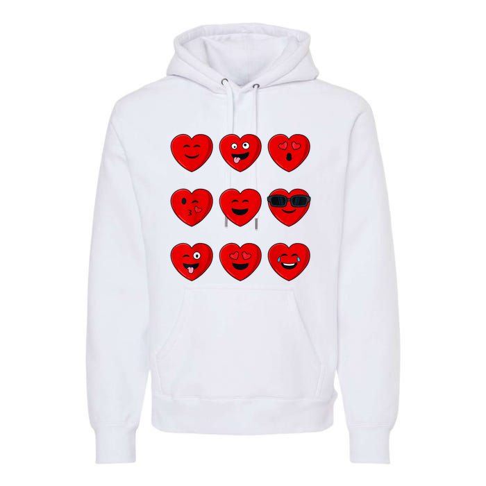 Valentines Day Silly Faces Hearts Funny Premium Hoodie