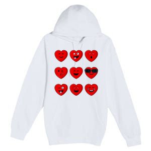 Valentines Day Silly Faces Hearts Funny Premium Pullover Hoodie