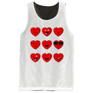 Valentines Day Silly Faces Hearts Funny Mesh Reversible Basketball Jersey Tank