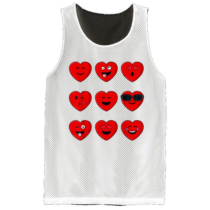 Valentines Day Silly Faces Hearts Funny Mesh Reversible Basketball Jersey Tank