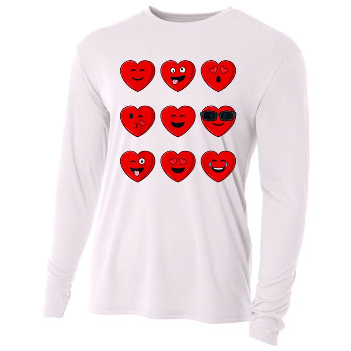 Valentines Day Silly Faces Hearts Funny Cooling Performance Long Sleeve Crew