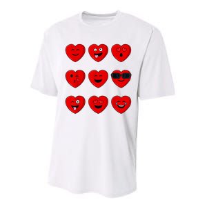 Valentines Day Silly Faces Hearts Funny Performance Sprint T-Shirt