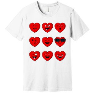 Valentines Day Silly Faces Hearts Funny Premium T-Shirt