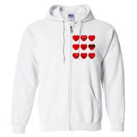 Valentines Day Silly Faces Hearts Funny Full Zip Hoodie