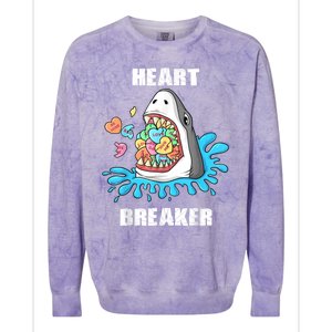 Valentines Day Shark Heart Breaker Funny Colorblast Crewneck Sweatshirt