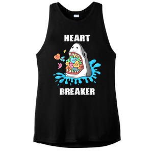 Valentines Day Shark Heart Breaker Funny Ladies PosiCharge Tri-Blend Wicking Tank