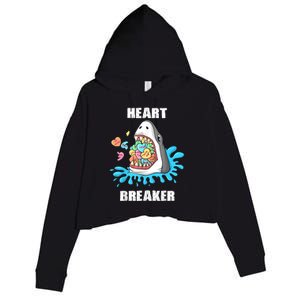 Valentines Day Shark Heart Breaker Funny Crop Fleece Hoodie