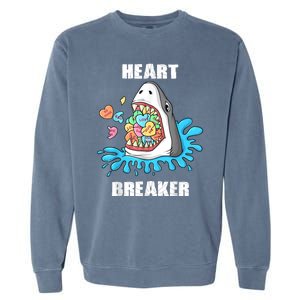 Valentines Day Shark Heart Breaker Funny Garment-Dyed Sweatshirt