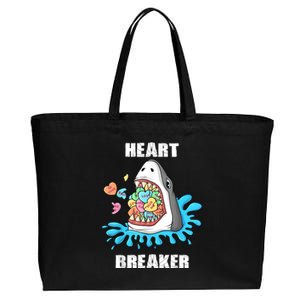 Valentines Day Shark Heart Breaker Funny Cotton Canvas Jumbo Tote