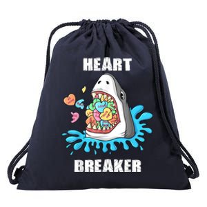 Valentines Day Shark Heart Breaker Funny Drawstring Bag