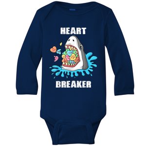 Valentines Day Shark Heart Breaker Funny Baby Long Sleeve Bodysuit