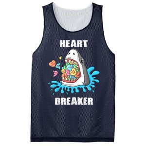 Valentines Day Shark Heart Breaker Funny Mesh Reversible Basketball Jersey Tank