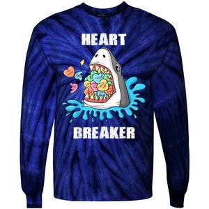 Valentines Day Shark Heart Breaker Funny Tie-Dye Long Sleeve Shirt