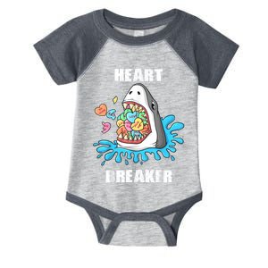 Valentines Day Shark Heart Breaker Funny Infant Baby Jersey Bodysuit