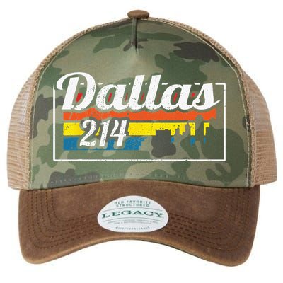 Vintage Dallas Skyline 214 State Of Texas Retro Gift Legacy Tie Dye Trucker Hat