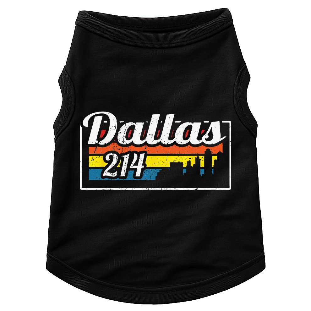 Vintage Dallas Skyline 214 State Of Texas Retro Gift Doggie Tank