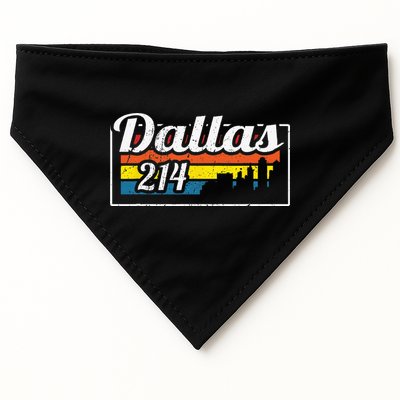 Vintage Dallas Skyline 214 State Of Texas Retro Gift USA-Made Doggie Bandana
