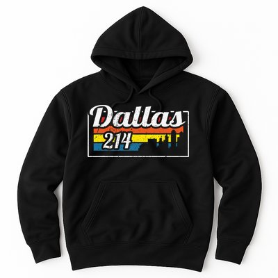 Vintage Dallas Skyline 214 State Of Texas Retro Gift Hoodie