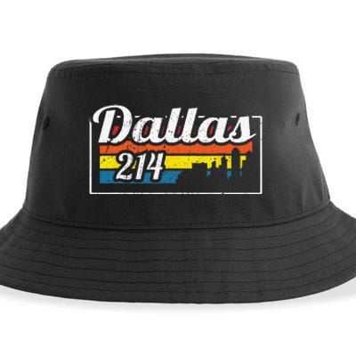 Vintage Dallas Skyline 214 State Of Texas Retro Gift Sustainable Bucket Hat