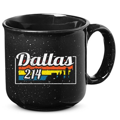 Vintage Dallas Skyline 214 State Of Texas Retro Gift 15oz Campfire Ceramic Mug