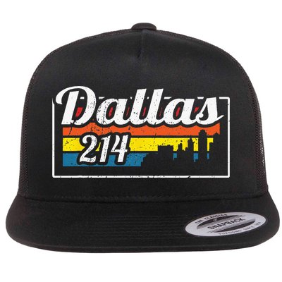 Vintage Dallas Skyline 214 State Of Texas Retro Gift Flatbill Hat