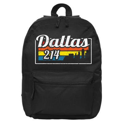Vintage Dallas Skyline 214 State Of Texas Retro Gift 16 in Basic Backpack