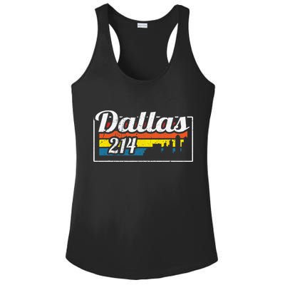 Vintage Dallas Skyline 214 State Of Texas Retro Gift Ladies PosiCharge Competitor Racerback Tank