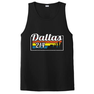 Vintage Dallas Skyline 214 State Of Texas Retro Gift PosiCharge Competitor Tank