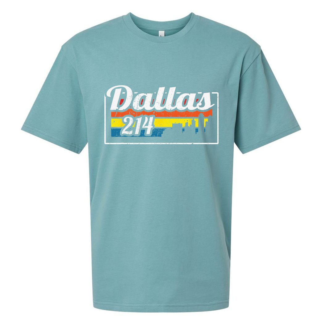 Vintage Dallas Skyline 214 State Of Texas Retro Gift Sueded Cloud Jersey T-Shirt